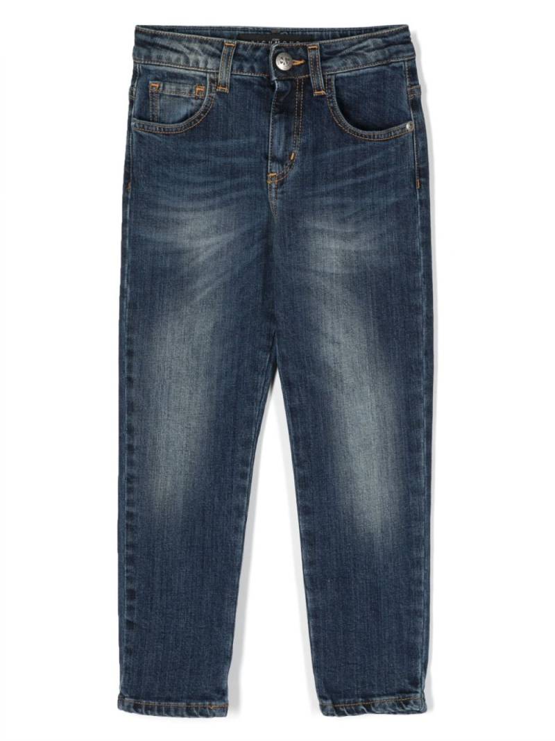 John Richmond Junior logo-print mid-rise tapered-leg jeans - Blue von John Richmond Junior