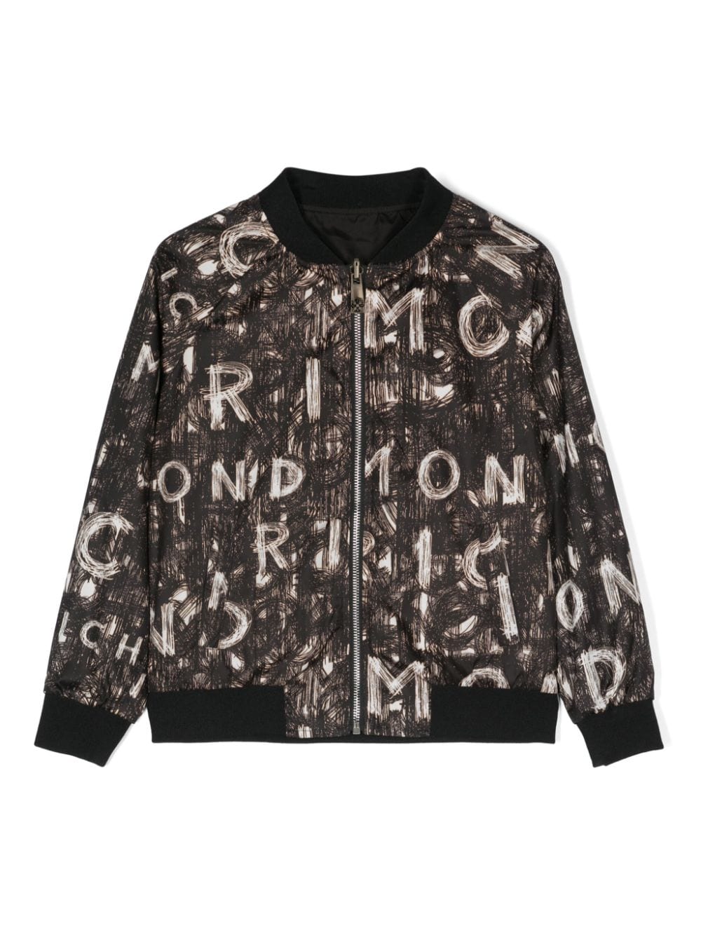 John Richmond Junior logo-print zipped bomber jacket - Black von John Richmond Junior