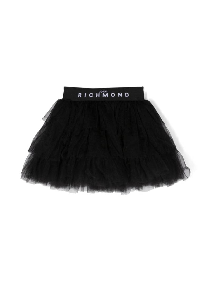 John Richmond Junior logo-waistband tulle skirt - Black von John Richmond Junior