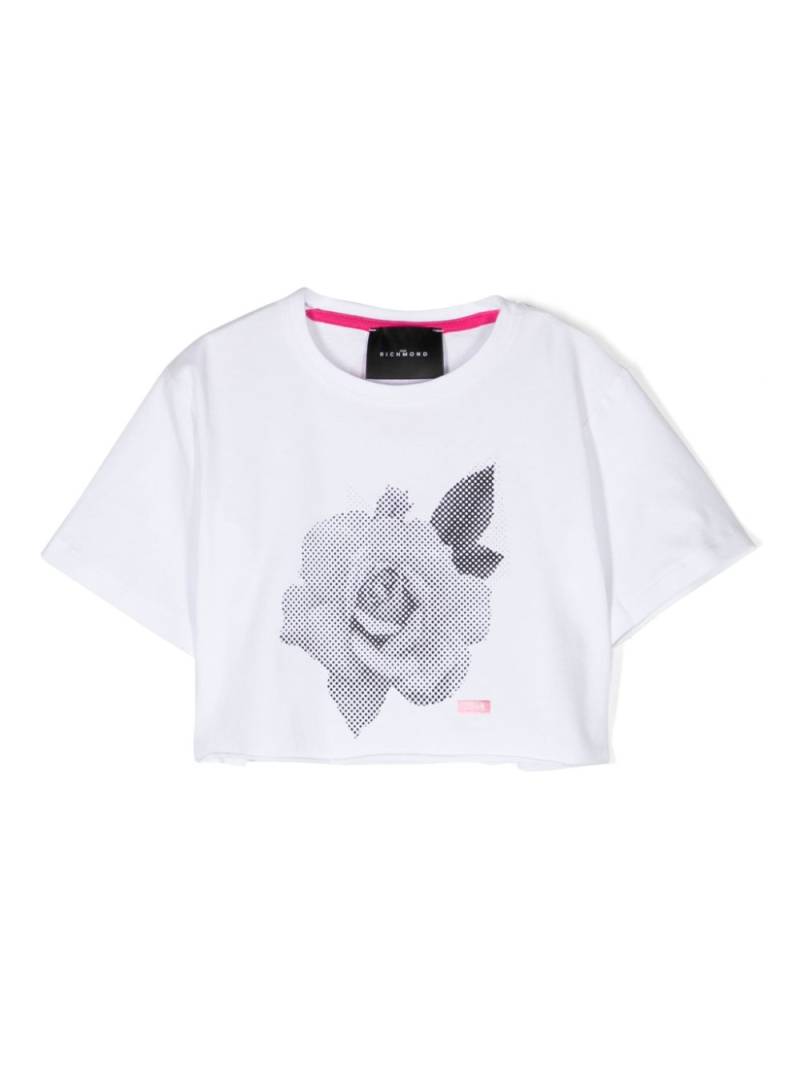 John Richmond Junior rose-print crop top - White von John Richmond Junior