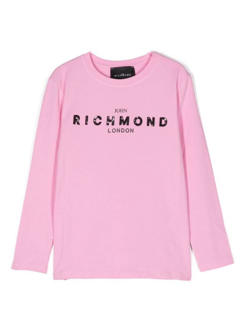 John Richmond Junior sequin logo-detail T-shirt - Pink von John Richmond Junior