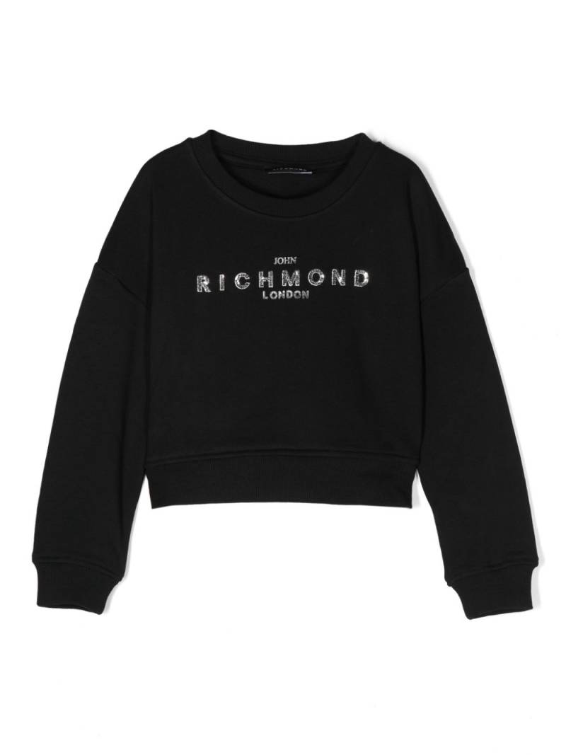 John Richmond Junior sequin logo-detail sweatshirt - Black von John Richmond Junior