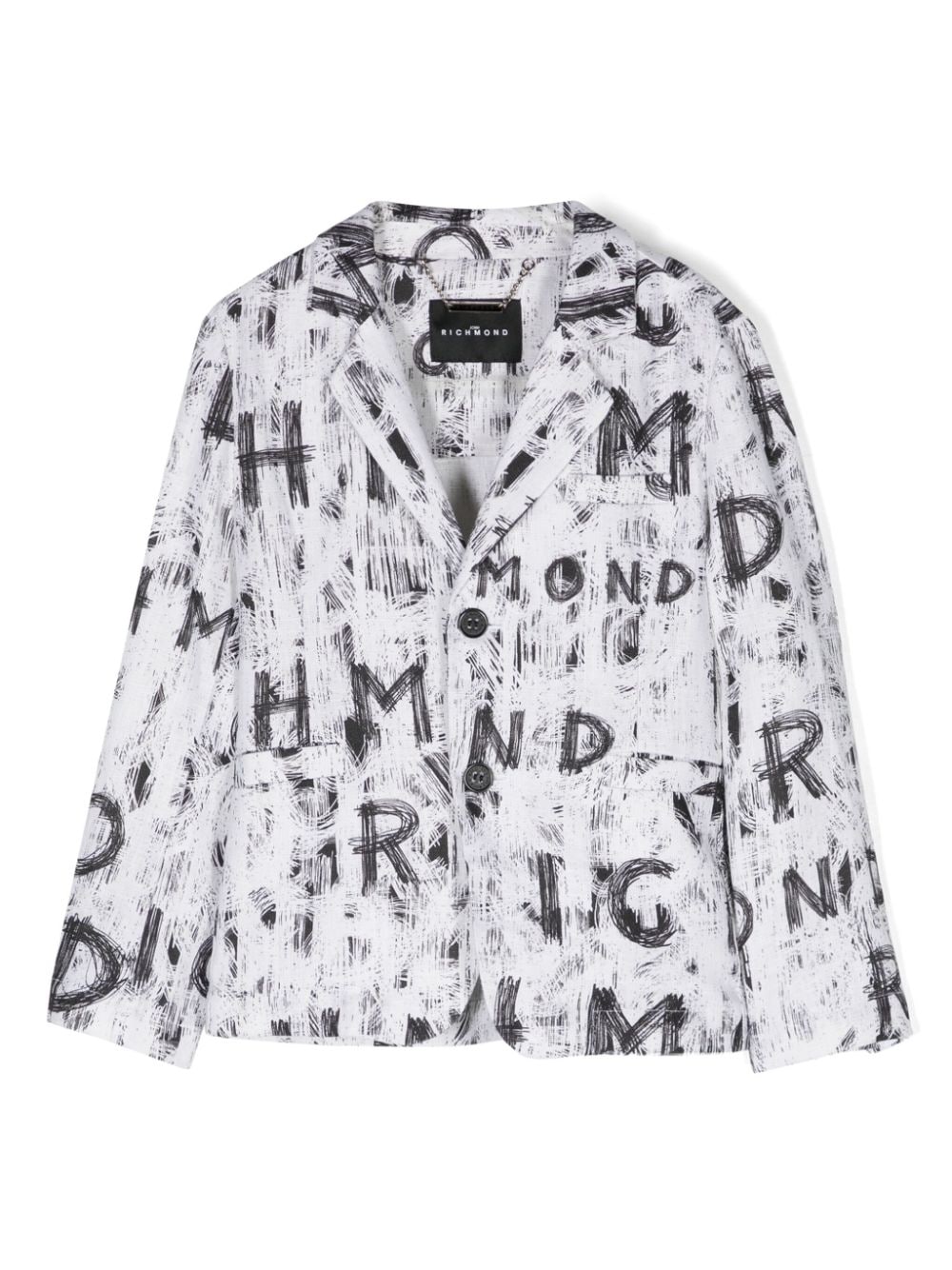 John Richmond Junior sketch-print linen blazer - Black von John Richmond Junior