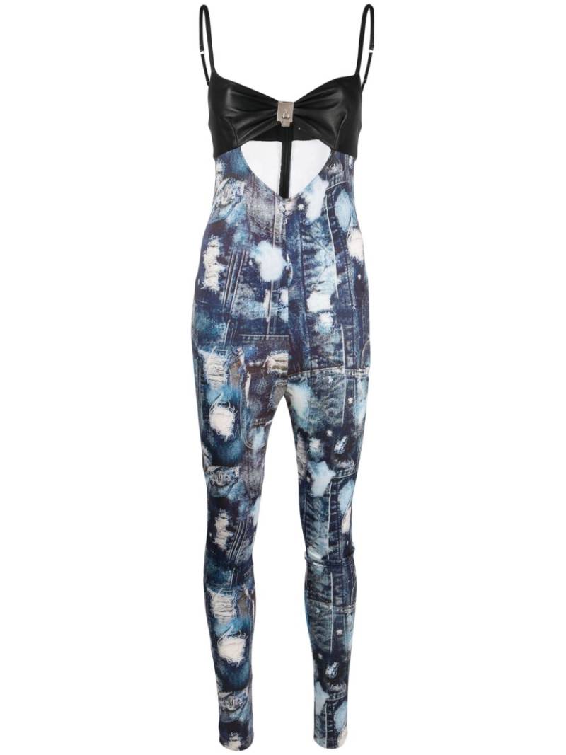 John Richmond Apaton denim-print skinny jumpsuit - Blue von John Richmond