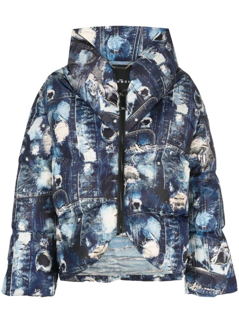 John Richmond Brimba photograph-print padded jacket - Blue von John Richmond