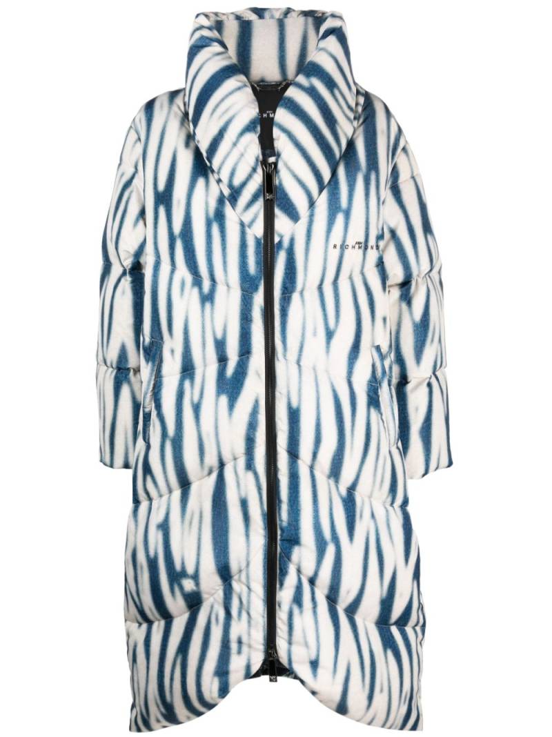 John Richmond Kanir abstract-print padded coat - Blue von John Richmond