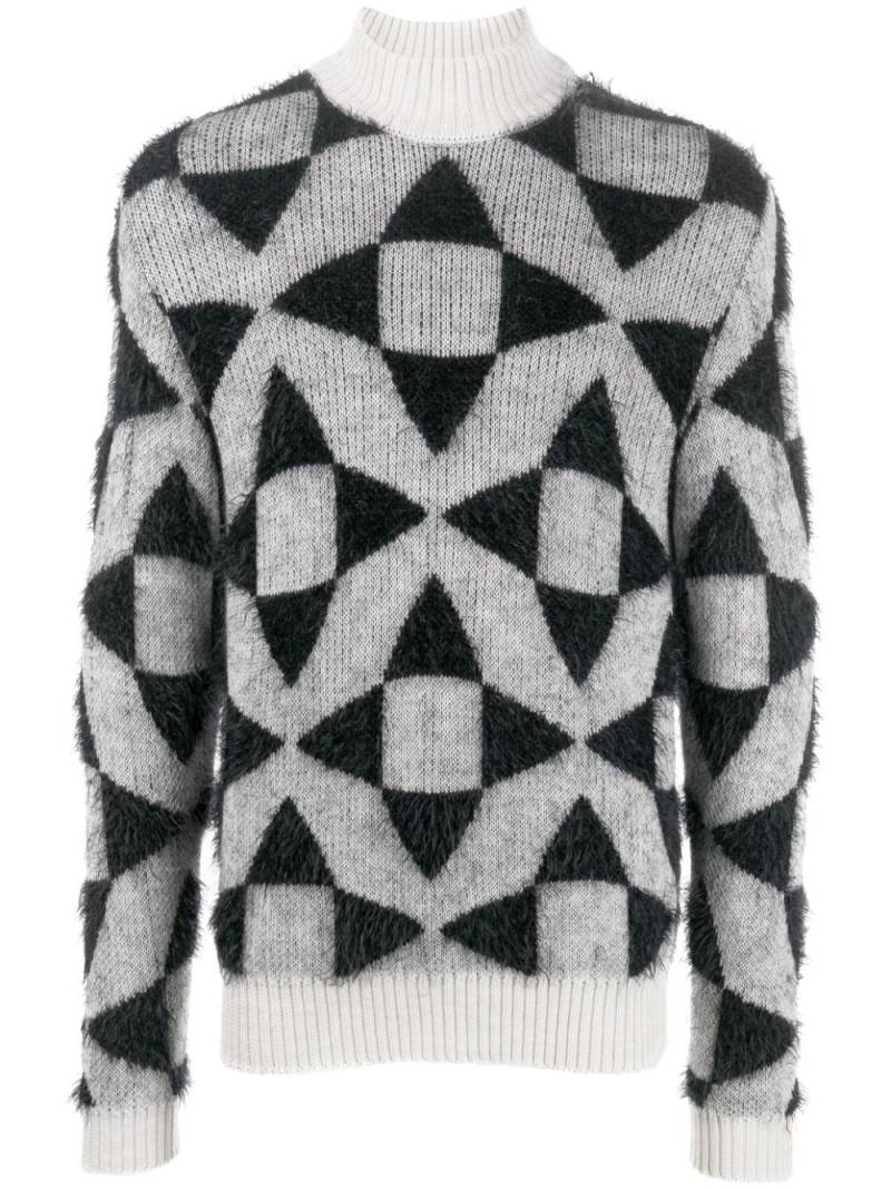 John Richmond Keiko quatrefoil-pattern brushed jumper - Black von John Richmond