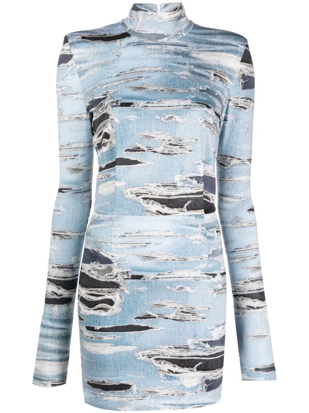 John Richmond Neril denim-effect ripped minidress - Blue von John Richmond