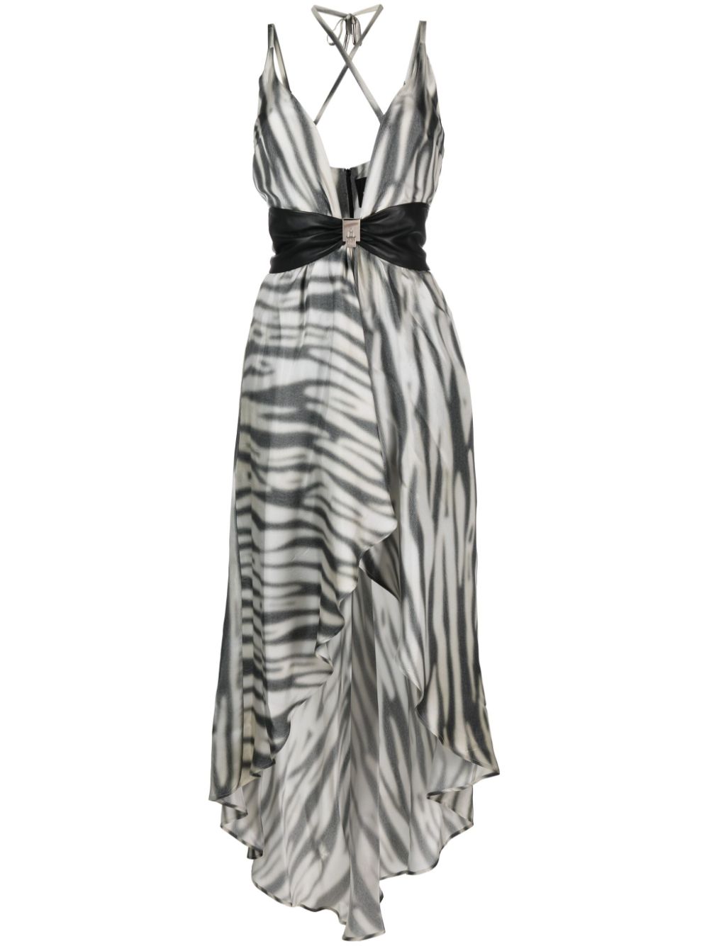 John Richmond Quingi animal-pattern halterneck midi dress - Grey von John Richmond