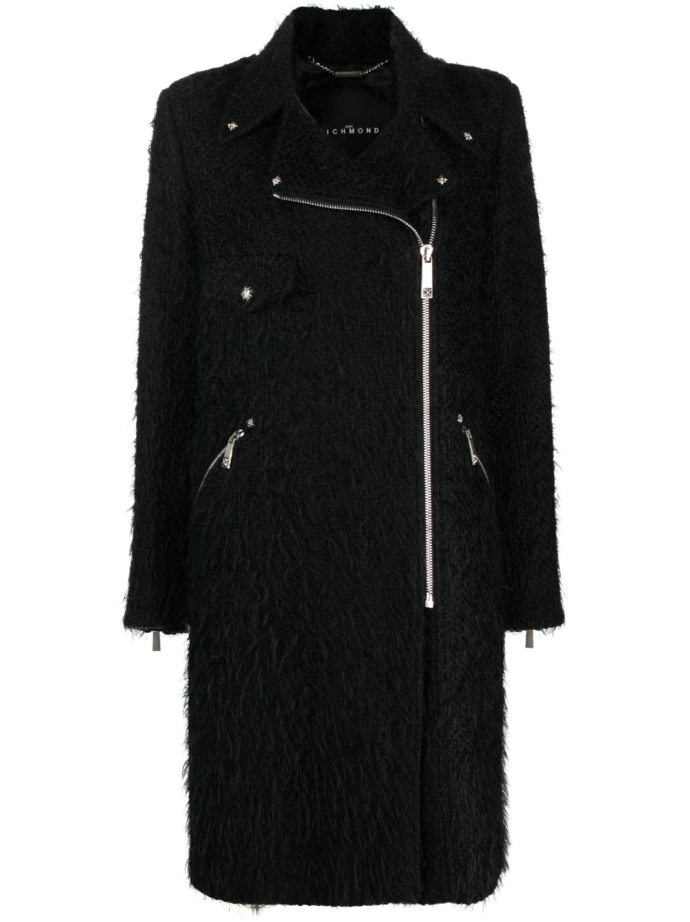 John Richmond Valandin frayed-detail coat - Black von John Richmond