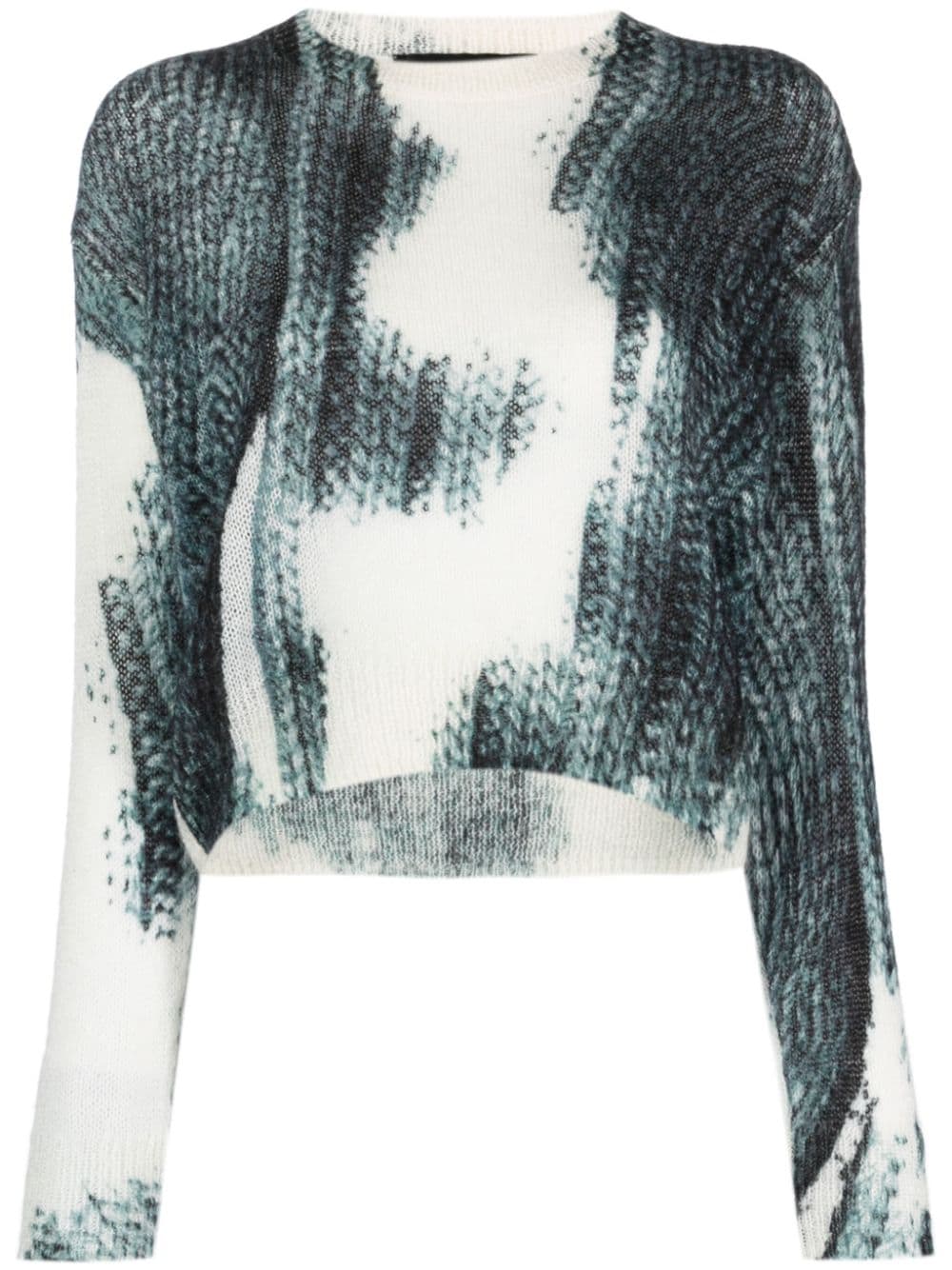 John Richmond abstract-pattern ribbed-knit jumper - Black von John Richmond