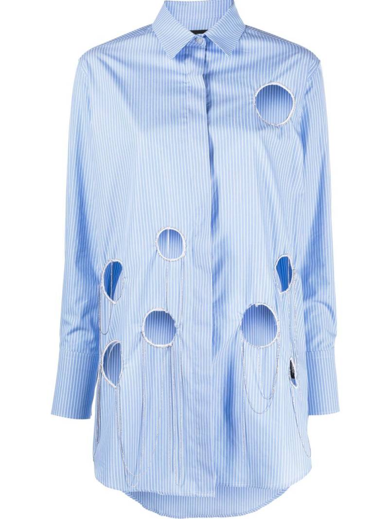 John Richmond cut out-detail striped shirt - Blue von John Richmond