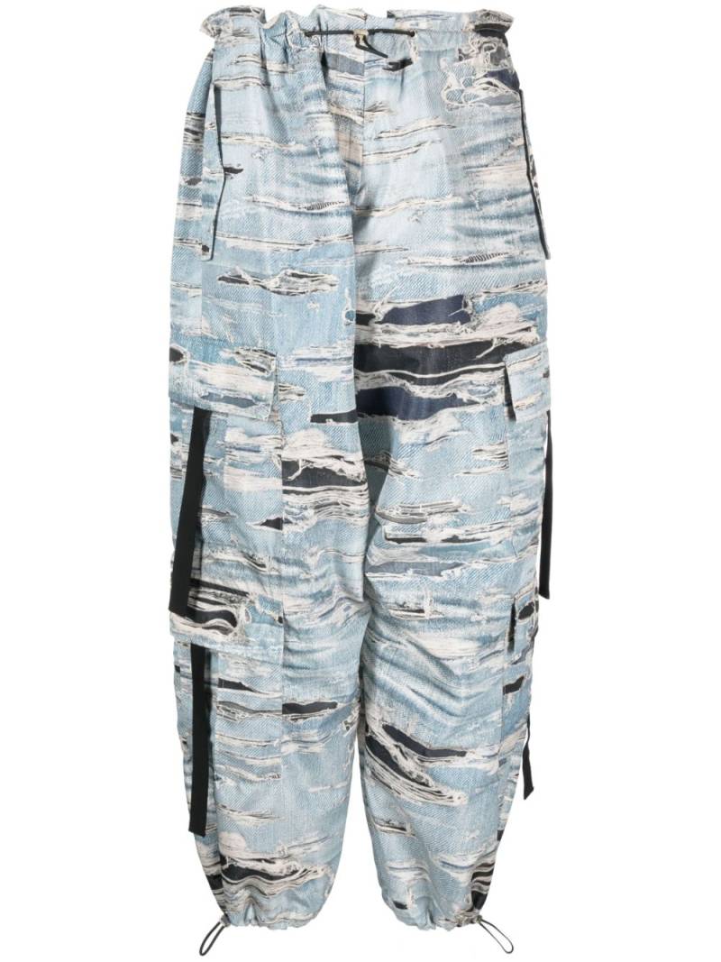 John Richmond distressed denim-print cargo trousers - Blue von John Richmond