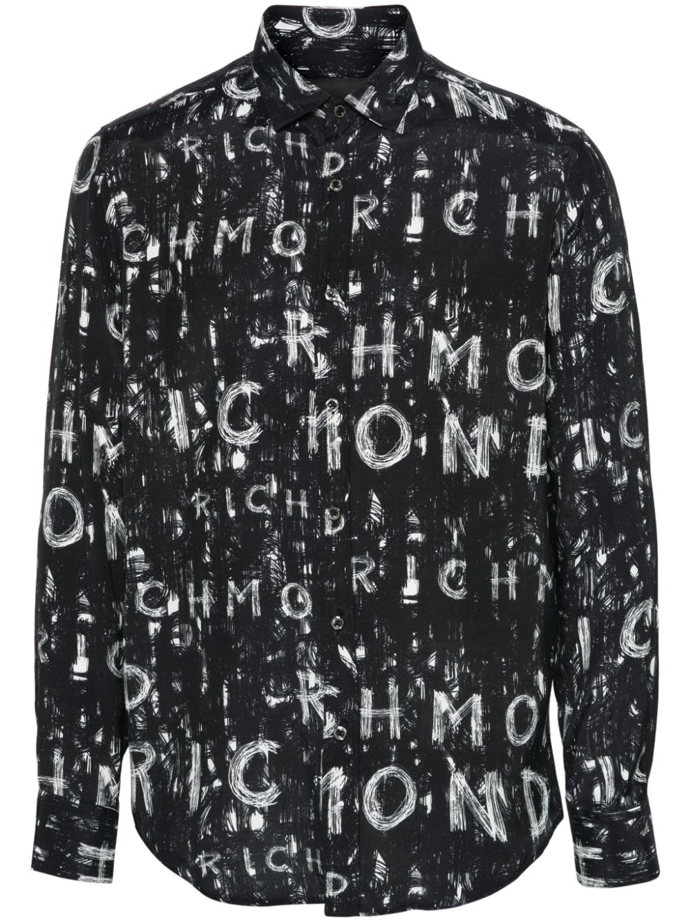 John Richmond graffiti-print poplin shirt - Black von John Richmond