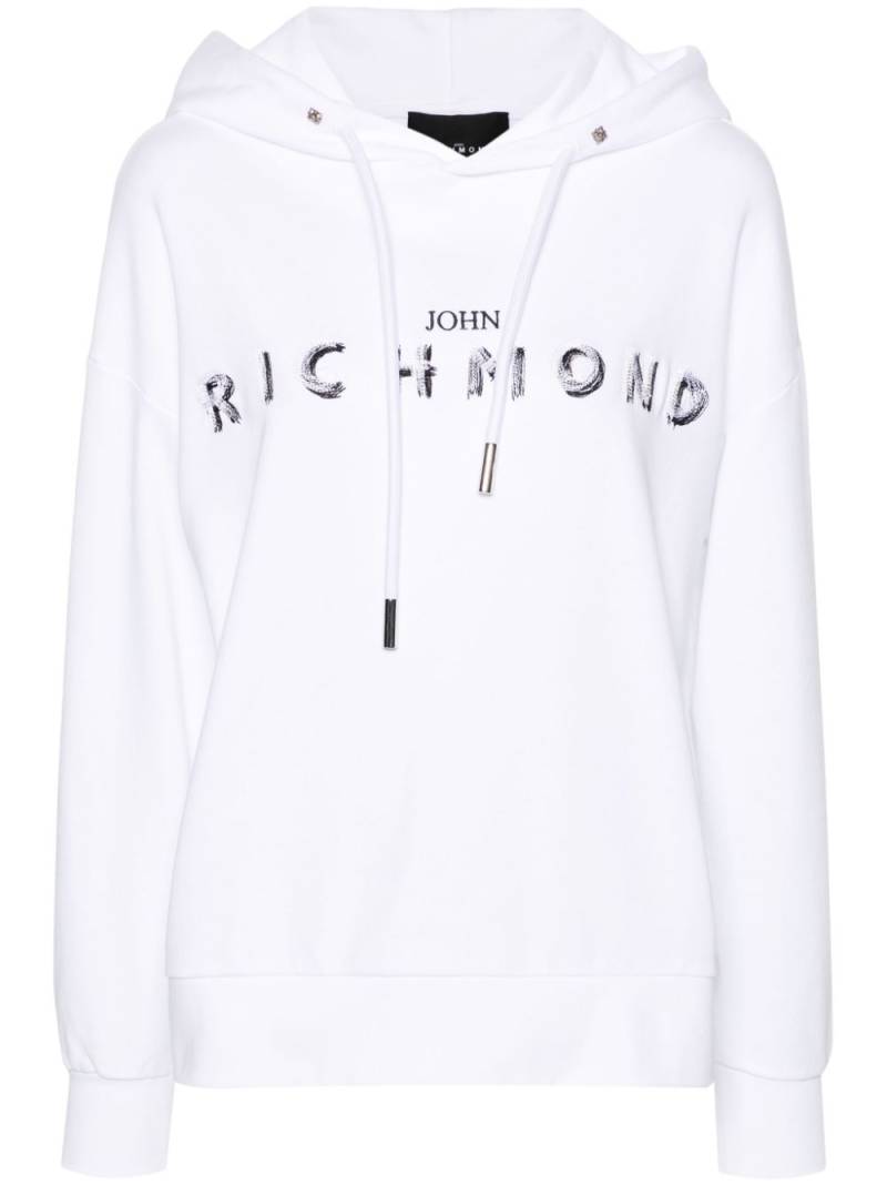 John Richmond logo-embroidered cotton hoodie - White von John Richmond