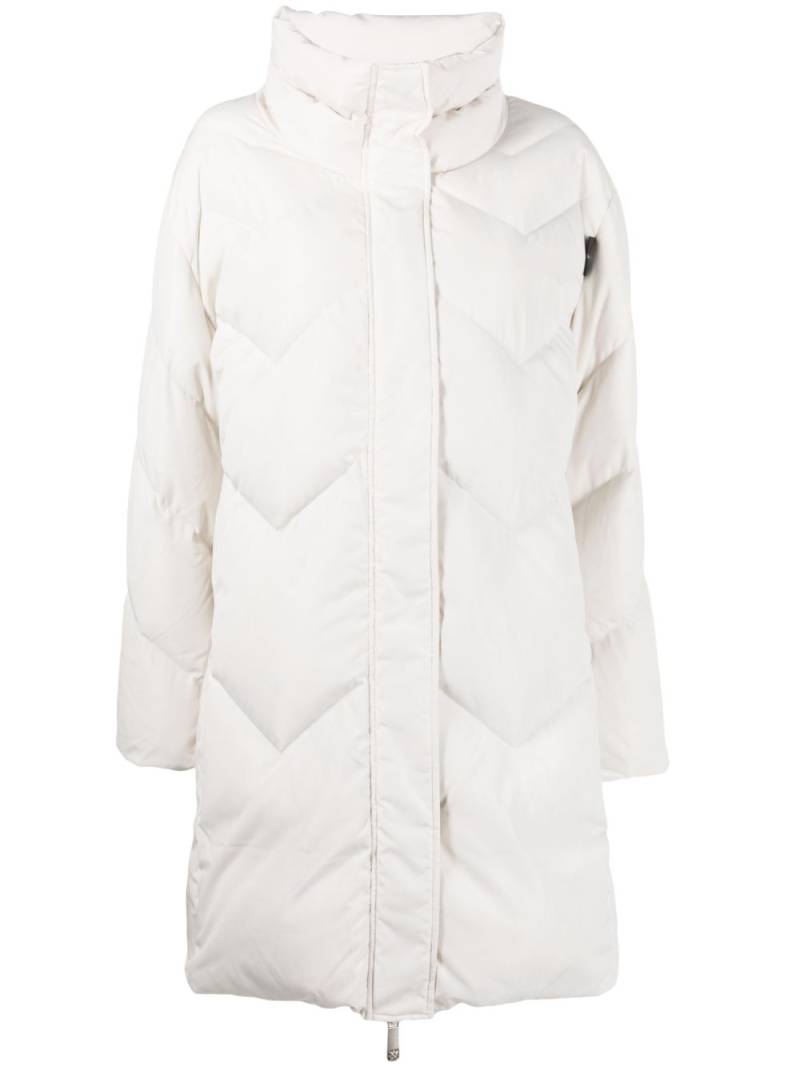 John Richmond logo-patch padded raincoat - Neutrals von John Richmond