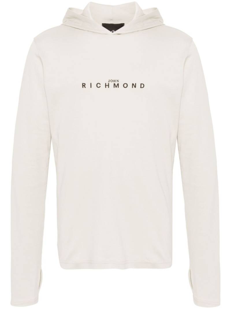 John Richmond loog-embroidered jersey hoodie - Neutrals von John Richmond