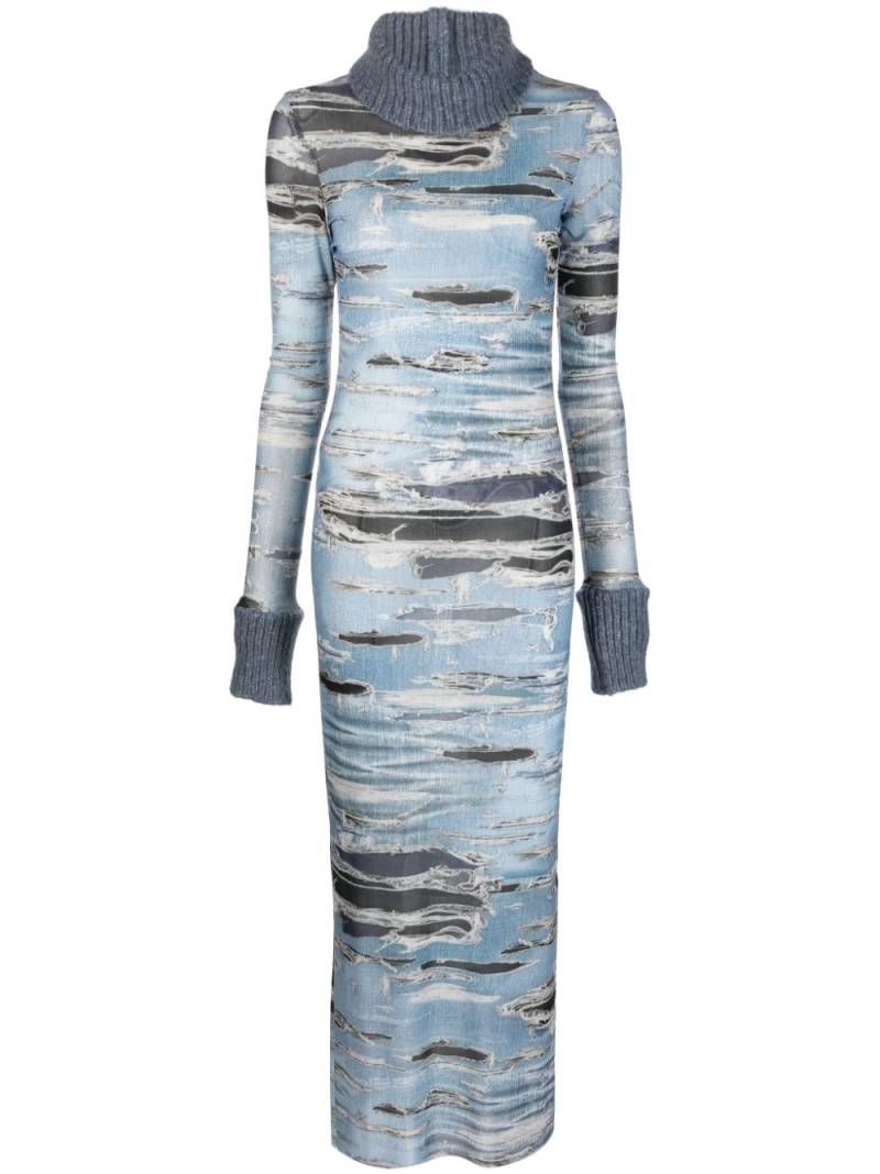 John Richmond panelled graphic-print maxi dress - Blue von John Richmond