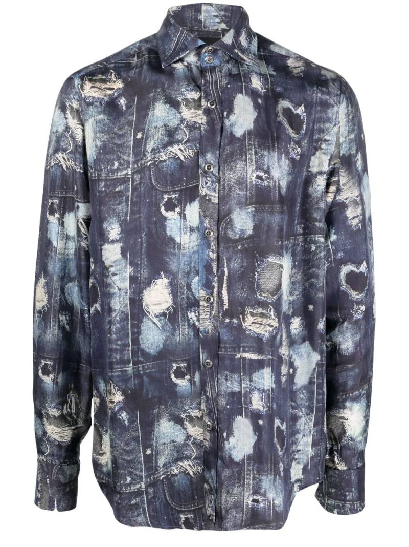 John Richmond printed long-sleeve shirt - Blue von John Richmond