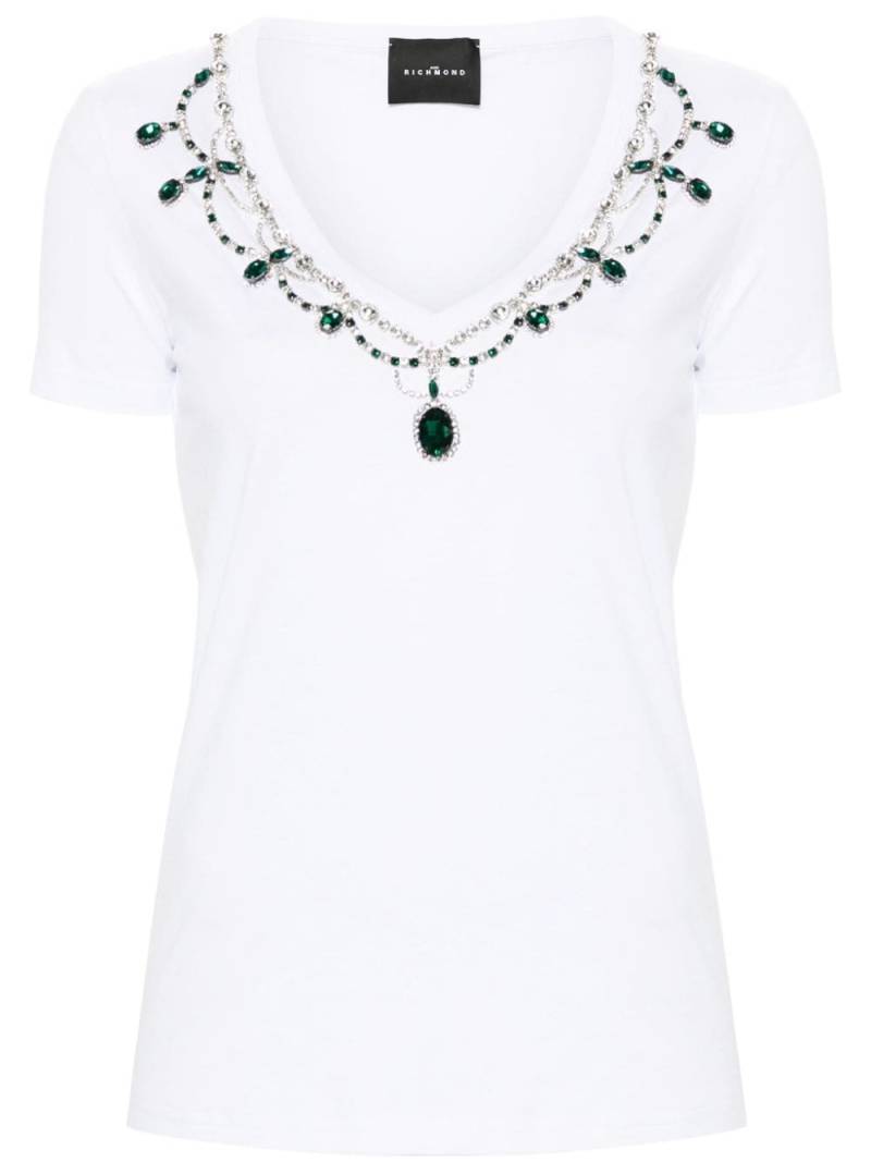 John Richmond rhinestoned cotton T-shirt - White von John Richmond