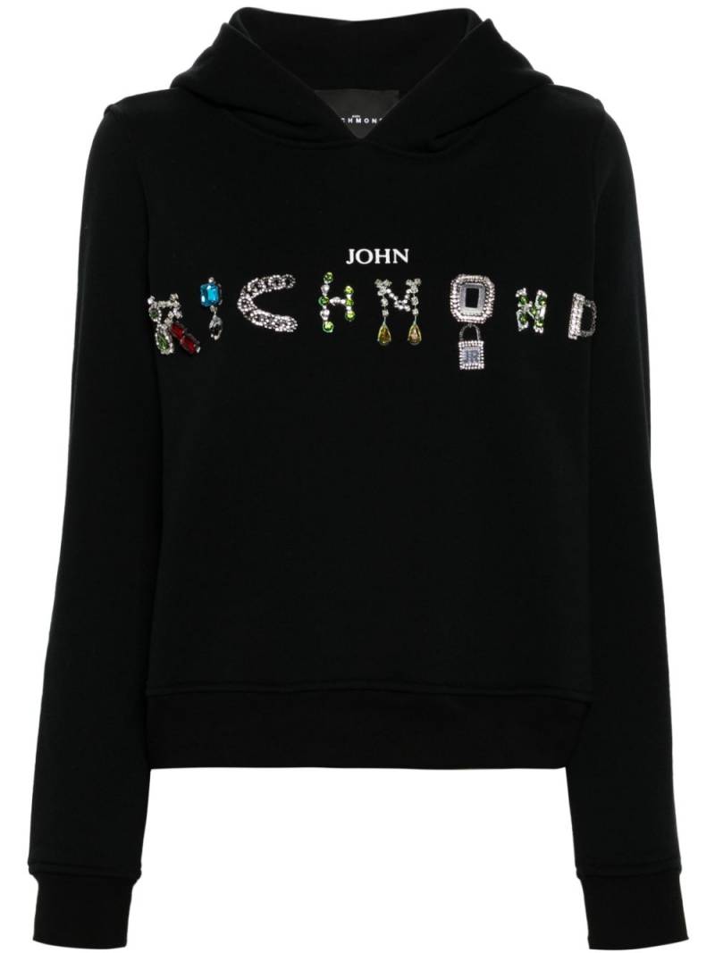 John Richmond rhinestoned cotton hoodie - Black von John Richmond