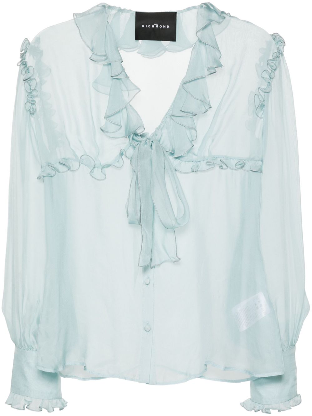 John Richmond ruffled sheer blouse - Blue von John Richmond