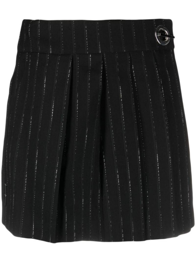 John Richmond striped pleated mini skort - Black von John Richmond