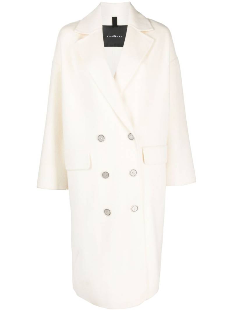 John Richmond text-print double-breasted coat - Neutrals von John Richmond