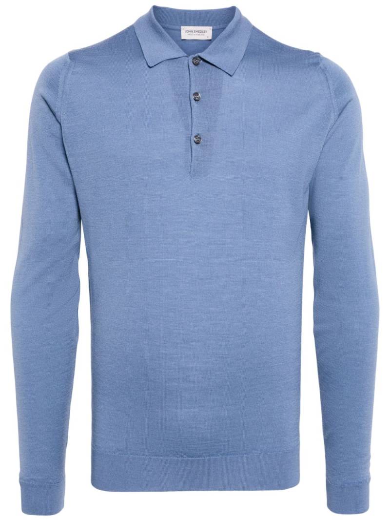 John Smedley long-sleeve wool polo shirt - Blue von John Smedley