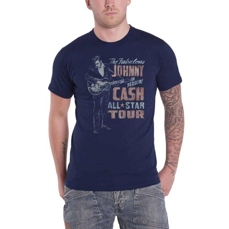 Johnny Cash - All Star Tour TShirt, für Damen, Marine, Größe S von Johnny Cash