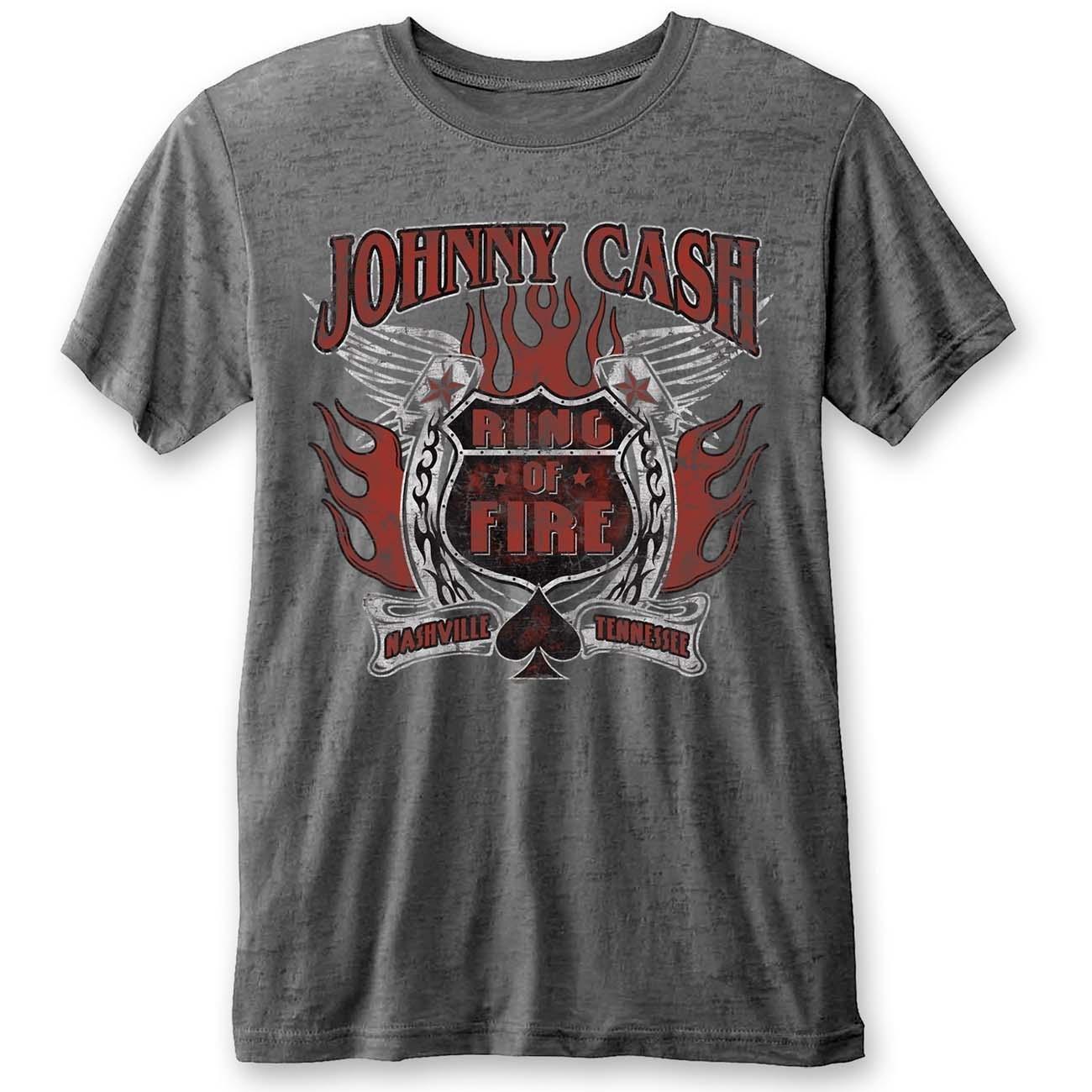 Ring Of Fire Tshirt Damen Grau M von Johnny Cash