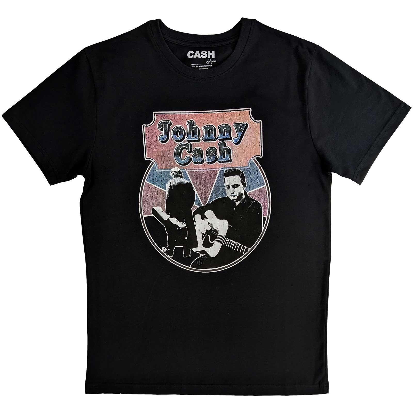 Johnny Cash - Walking Guitar & Front On TShirt, für Damen, Schwarz, Größe L von Johnny Cash