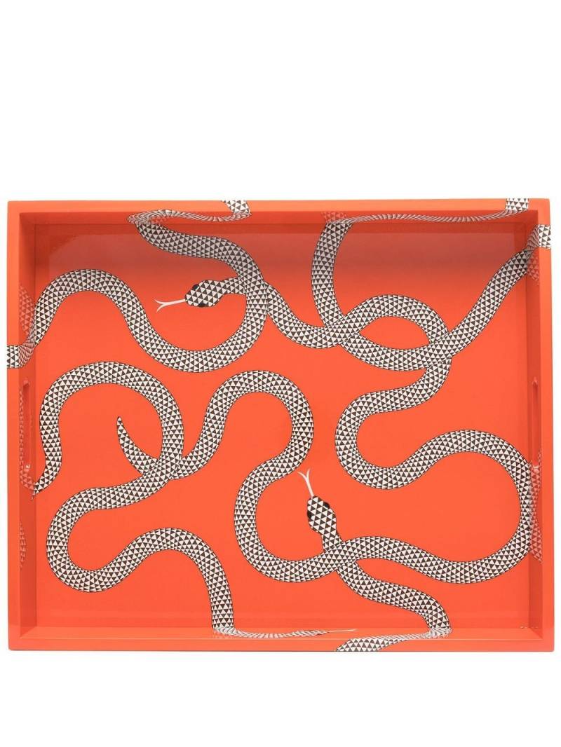 Jonathan Adler Eden snake-print tray - Orange von Jonathan Adler