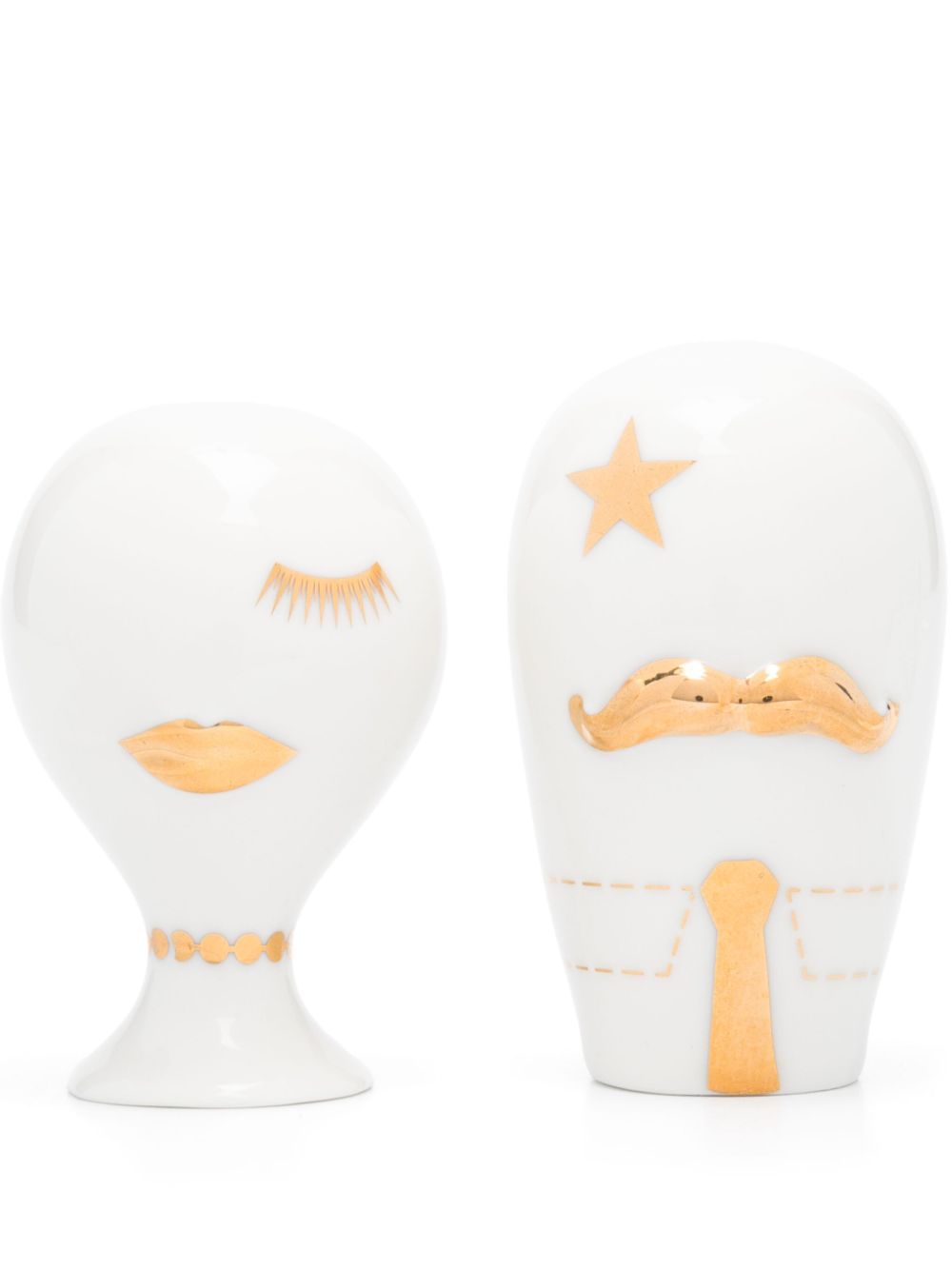 Jonathan Adler Gilded Mr. & Mrs. Muse shakers (set of two) - White von Jonathan Adler