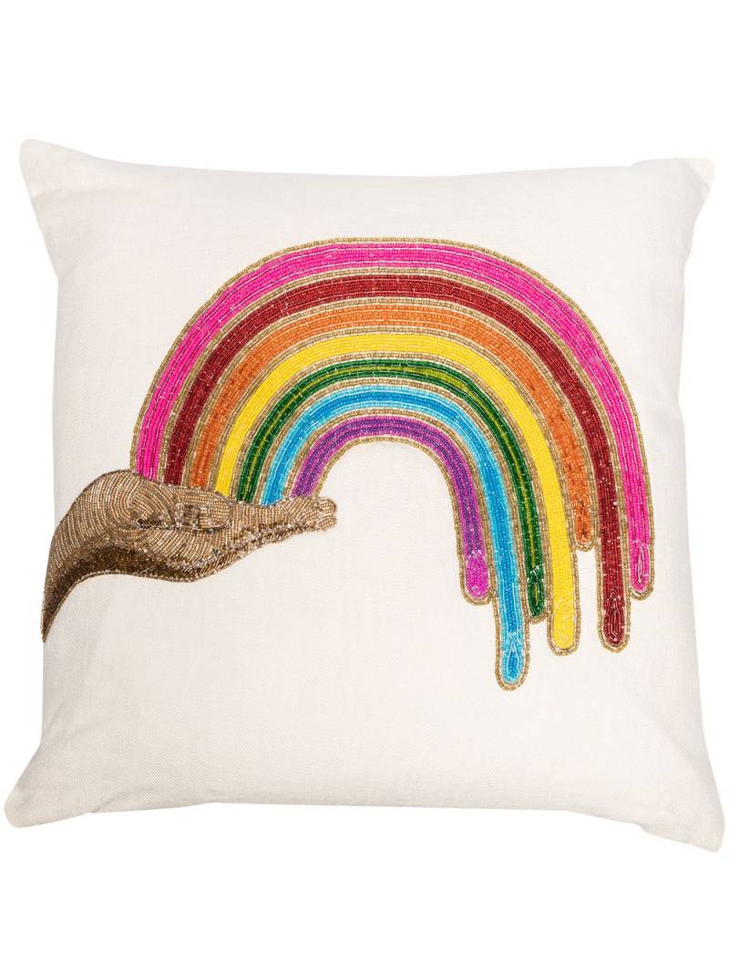 Jonathan Adler Rainbow Hand beaded pillow - Neutrals von Jonathan Adler