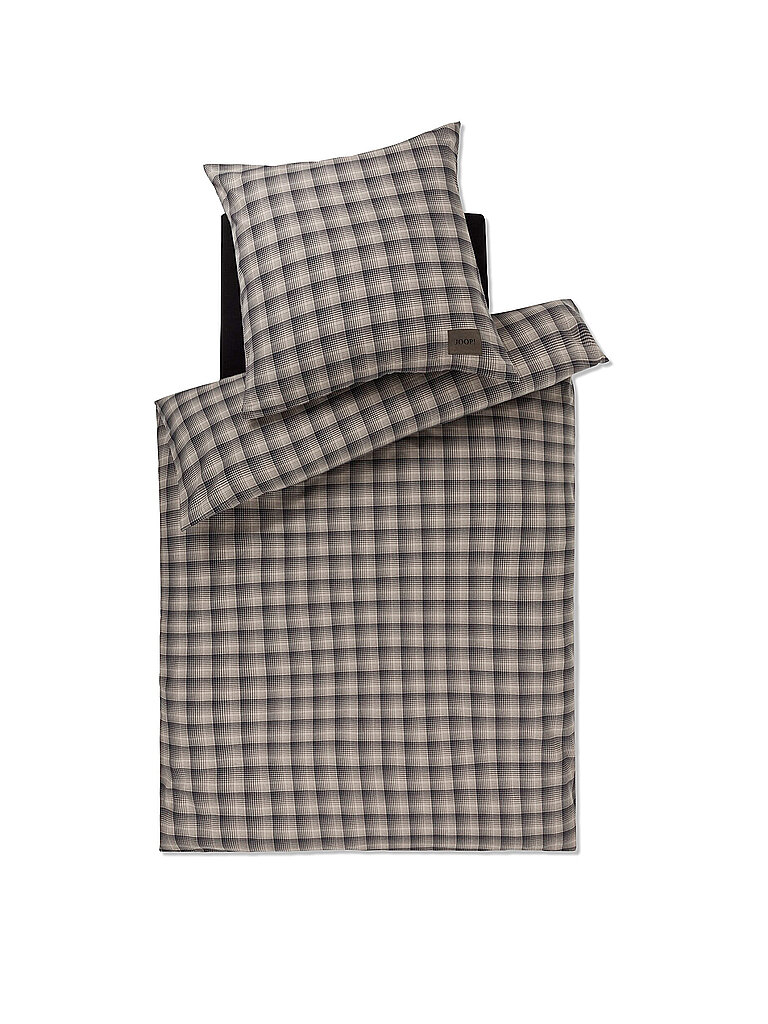 JOOP Flanell Bettwäsche 70x90cm/140x200cm SOFT CHECKS Stone  grau von Joop