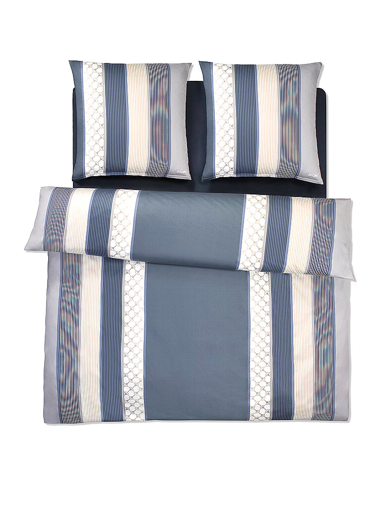 JOOP Satin Bettwäsche Cornflower Stripes 2 x 70x90cm / 200x200cm Deep Coal grau von Joop