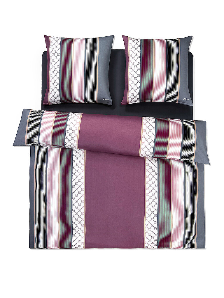 JOOP Satin Bettwäsche Cornflower Stripes 2 x 70x90cm / 200x200cm Deep Wine beere von Joop