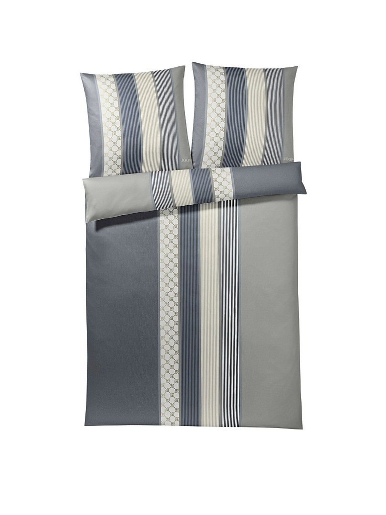 JOOP Satin-Bettwäsche Cornflower Stripes 70x90 / 140x200cm (Deep Coal) grau von Joop