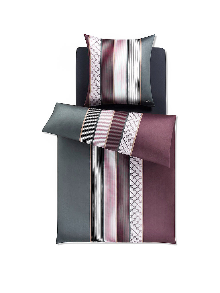 JOOP Satin Bettwäsche Cornflower Stripes 70x90cm / 140x220cm Deep Wine beere von Joop