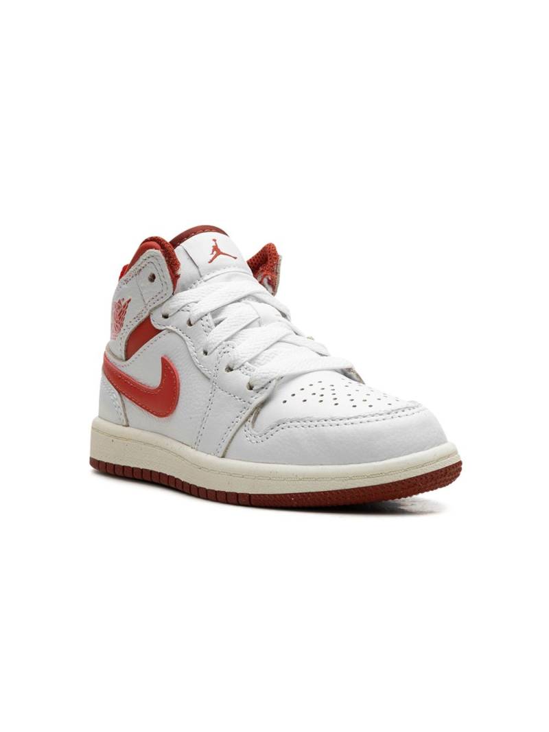 Jordan Kids Air Jordan 1 Mid SE "White/Lobster/Dune Red/Sail/Vachetta Tan" sneakers von Jordan Kids