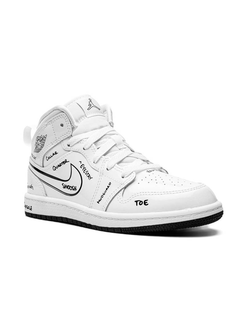 Jordan Kids Jordan 1 Mid "Schematic" sneakers - White von Jordan Kids