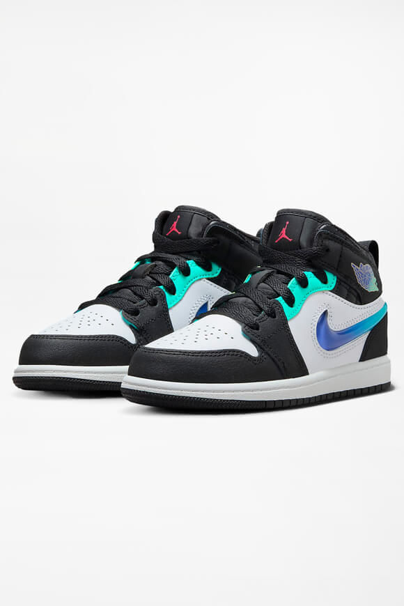 Jordan Jordan 1 Kids Sneaker | Black + White + Hyper Jade | Jungen  | EU33 von Jordan