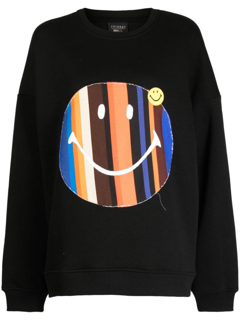 Joshua Sanders Striped Smiley-motif jersey sweatshirt - Black von Joshua Sanders