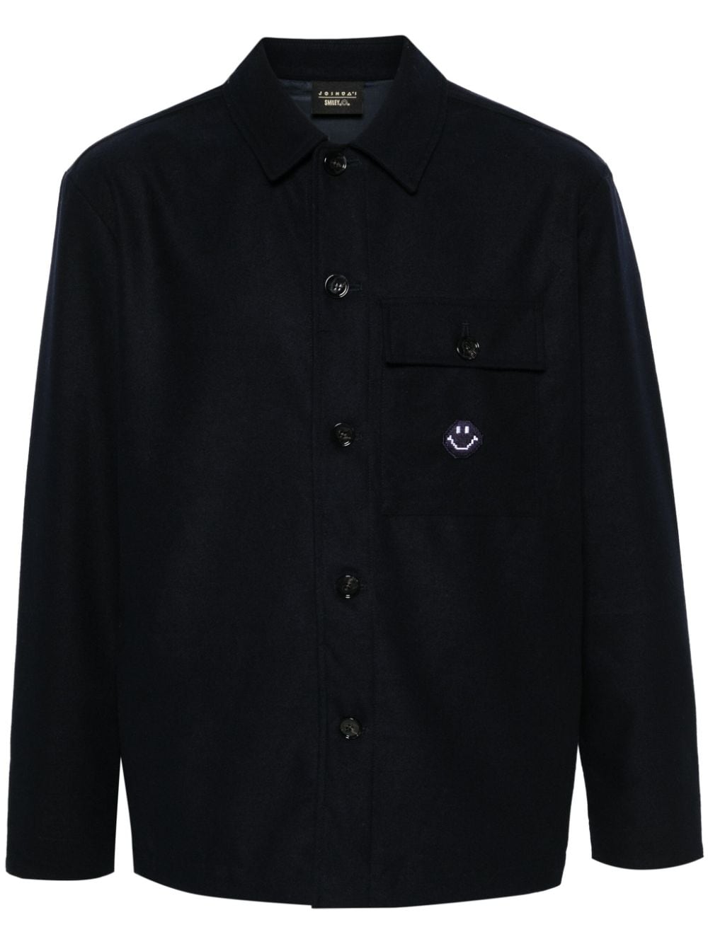 Joshua Sanders smiley face-embroidered shirt - Blue von Joshua Sanders