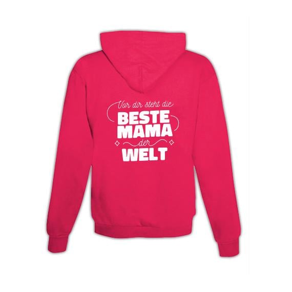 JoyLine Hoodie mit Zipper Beste Mama der Welt Unisex Farbe: Pink, Grösse: L von JoyLine