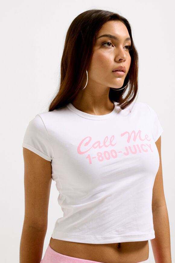 Juicy Couture Crop T-Shirt | White + Rose | Damen  | S von Juicy Couture