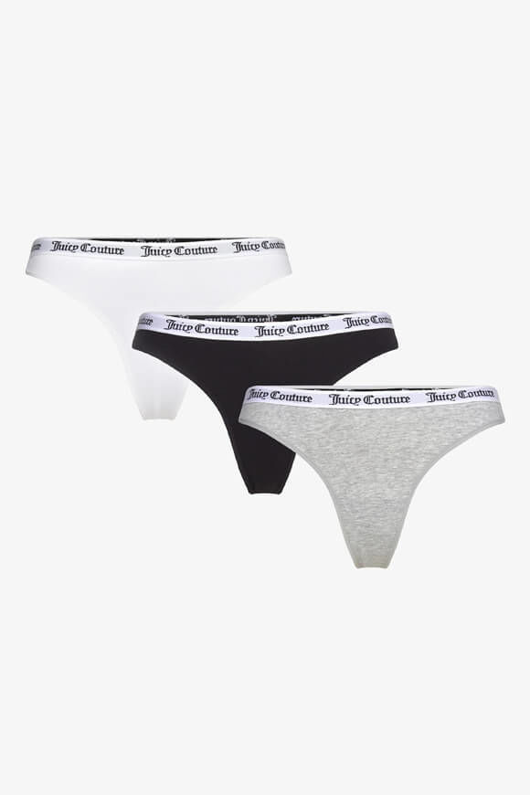 Juicy Couture Dana Dreierpack Strings | Black + Silver Marl + White | Damen  | M von Juicy Couture