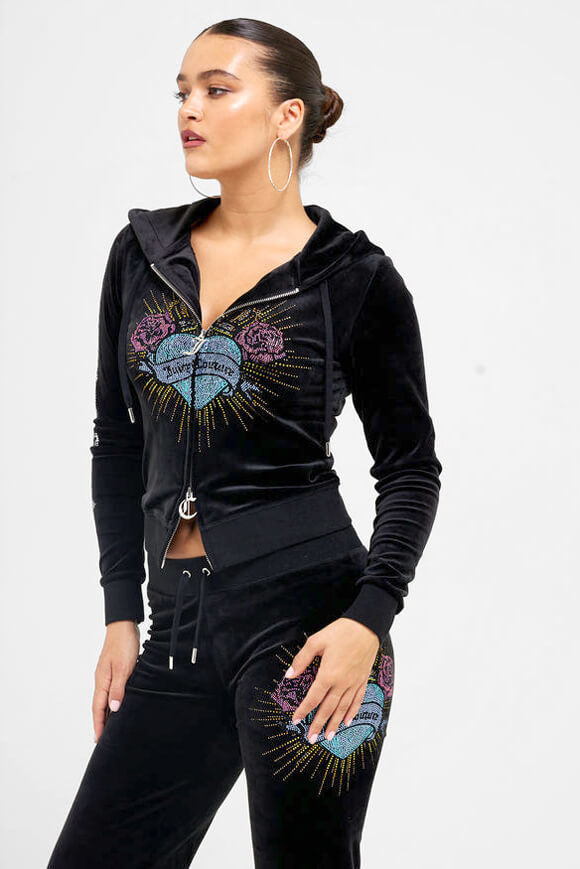 Juicy Couture Sacred Heart Robertson Samt Jacke | Black | Damen  | M von Juicy Couture