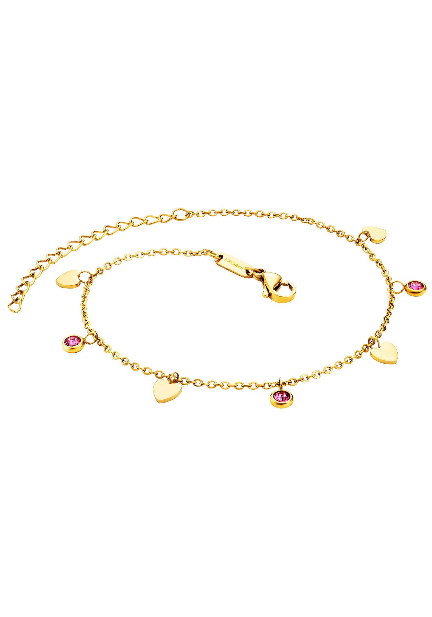 Julie Julsen Fusskette mit Anhänger »ANKLET, HEARTS, JJAC29215G, JJAC29215S«, mit Zirkonia (synth.) von Julie Julsen